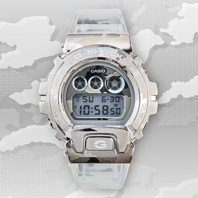 CASIO 卡西歐】G-SHOCK 金屬迷彩半透明手錶(白透_GM-6900SCM-1) - momo
