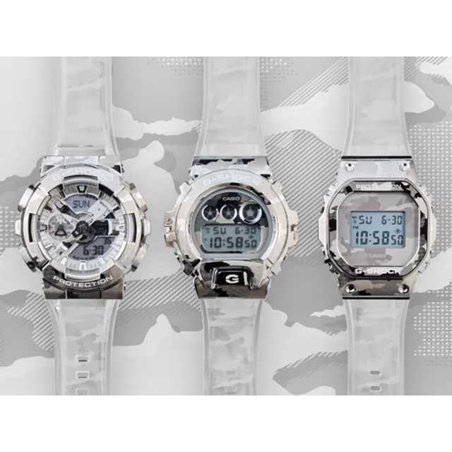 【CASIO 卡西歐】G-SHOCK 金屬迷彩半透明手錶(白透_GM-6900SCM-1)