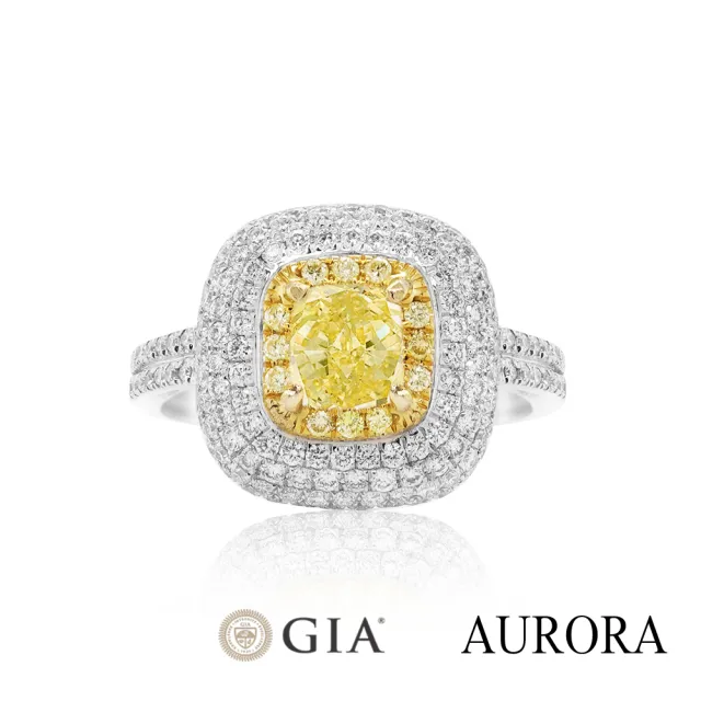 【AURORA 歐羅拉】GIA 一克拉天然黃彩鑽石18K金鑽戒 殿堂(Fancy Intense Yellow)