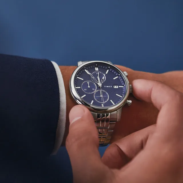 【TIMEX】天美時 風格系列 三眼雅仕手錶(深藍x銀 TXTW2V01700)