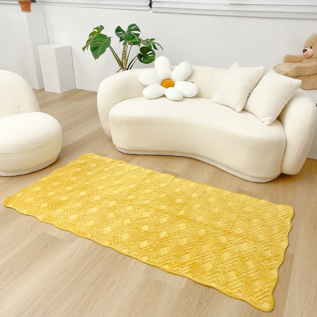 【MYUMYU 沐慕家居】立體菱格客廳臥室床邊止滑地毯(90x180公分)