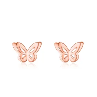 【周大福】立體蝴蝶18K玫瑰金耳環