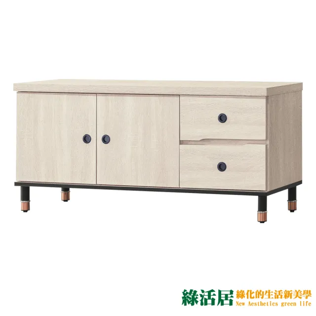 【綠活居】納卡西 淺橡4尺二門二抽電視櫃
