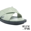 【HELENE SPARK】率性質感交叉寬帶羊皮厚底拖鞋(綠)