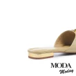 【MODA Moday】華麗質感鍊條牛皮方頭低跟拖鞋(綠)