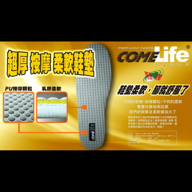 COMELIFE 康富萊 超厚 按摩 柔軟鞋墊(超厚 按摩 柔軟鞋墊 PU 乳膠 按摩顆粒)