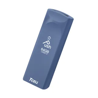 【TCELL 冠元】10入組-USB2.0 64GB Push推推隨身碟 普魯士藍