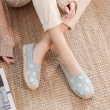 【Taroko】雛菊花朵漁夫拼接刺繡亞麻布休閒鞋(3色可選)