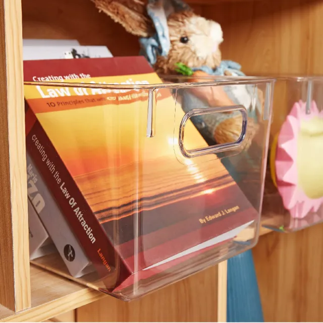 【帕斯特收納生活】中號-多功能透明儲物收納盒 冰箱 廚房 桌面 辦公桌書本收納籃(收納盒)
