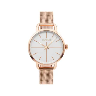 【Calvin Klein 凱文克萊】CK經典簡約 白面 玫瑰金殼 米蘭錶帶 CK錶 過年/新年(K7B23626)