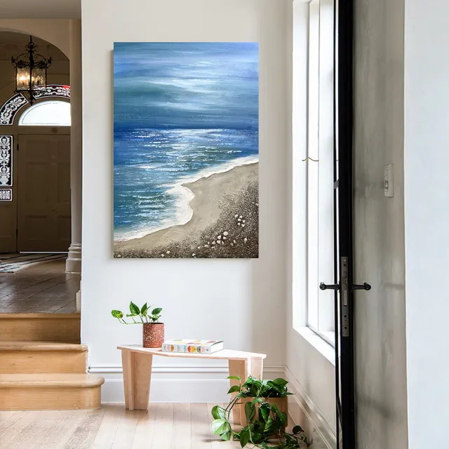 【御畫房】海天一線 手繪抽象油畫60x90cm無框掛畫(6090-505)