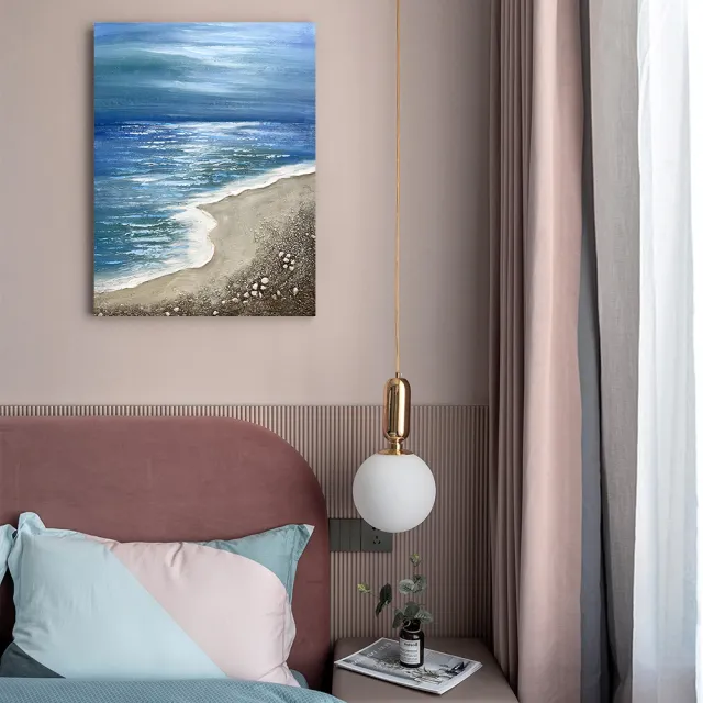 【御畫房】海天一線 手繪抽象油畫60x90cm無框掛畫(6090-505)