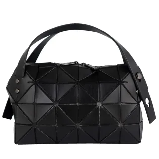 【ISSEY MIYAKE 三宅一生】BAOBAO 皮紋方格4x6手提包(黑色)