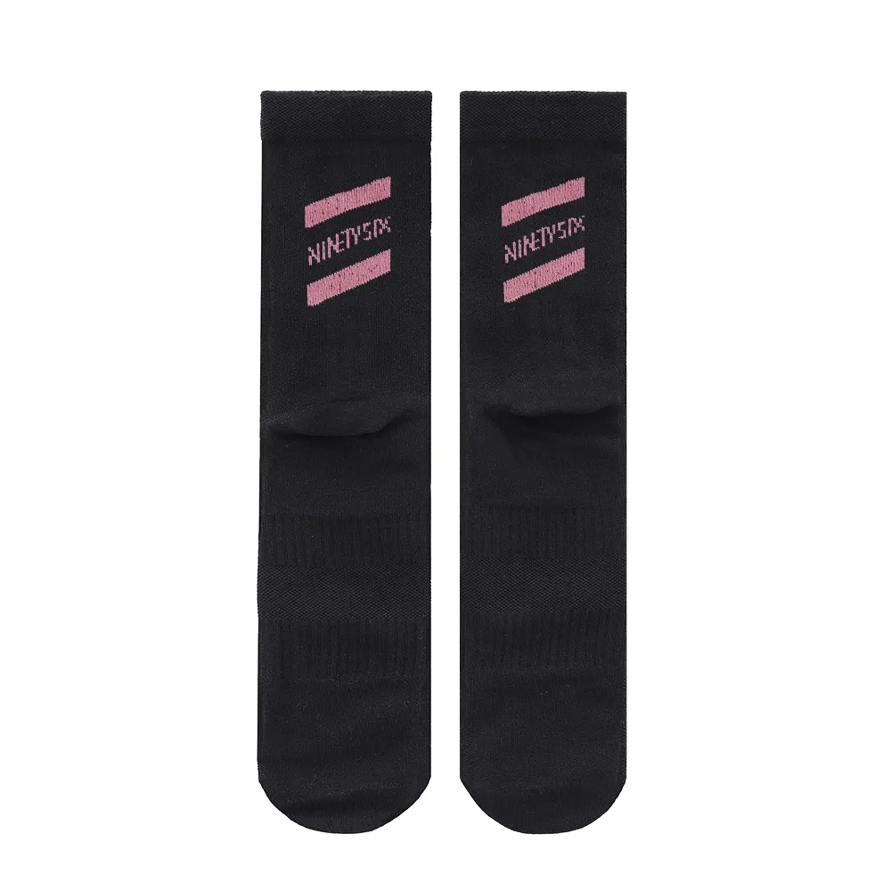 【NINETYSIX】SOCKS URBAN 專業自行車襪 曜岩黑粉(男女款自行車中高筒車襪)