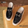 【J&H collection】漆皮款真皮厚底包頭半拖鞋(現+預  黑色 / 米色)
