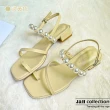 【J&H collection】時尚珍珠裝飾腳環絆帶涼鞋(現+預  米白色 / 淺黃色)