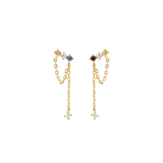 【PDPAOLA】西班牙精品 Mana 五色光芒鍍18K金鍊墜耳環