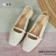 【J&H collection】休閒皮帶綢緞羊紋低跟涼鞋(現+預  黑色 / 米色 / 裸色)