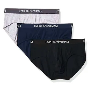 【EMPORIO ARMANI】2022男時尚棉質灰藍黑色三角內著混搭3件組-網