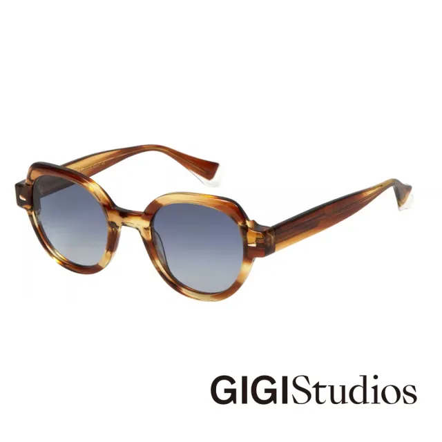 【GIGI Studios】先鋒系列個性微圓框太陽眼鏡(玳帽棕 - MAGGUIE-6632/9)