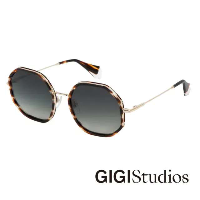 【GIGI Studios】西班牙大多邊形金屬設計太陽眼鏡(玳帽金 - NIRA-6691/2)
