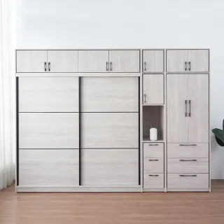 【時尚屋】[DU10]莉塔10.8尺推門三抽被櫥衣櫃DU10-043+045+048+049+025+027(免運費 免組裝 衣櫃)