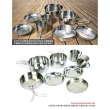 【ROYAL LIFE】不鏽鋼8件杯碗鍋餐具組-2入組(露營餐具 戶外烹飪 野炊餐具 野營炊具用品)