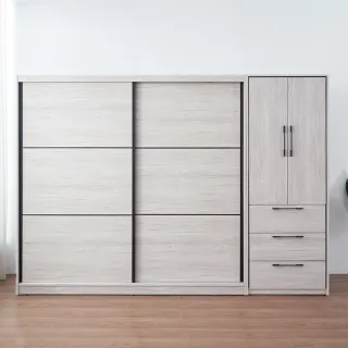 【時尚屋】[DU10]莉塔9.5尺推門三抽衣櫃DU10-043+025(免運費 免組裝 衣櫃)