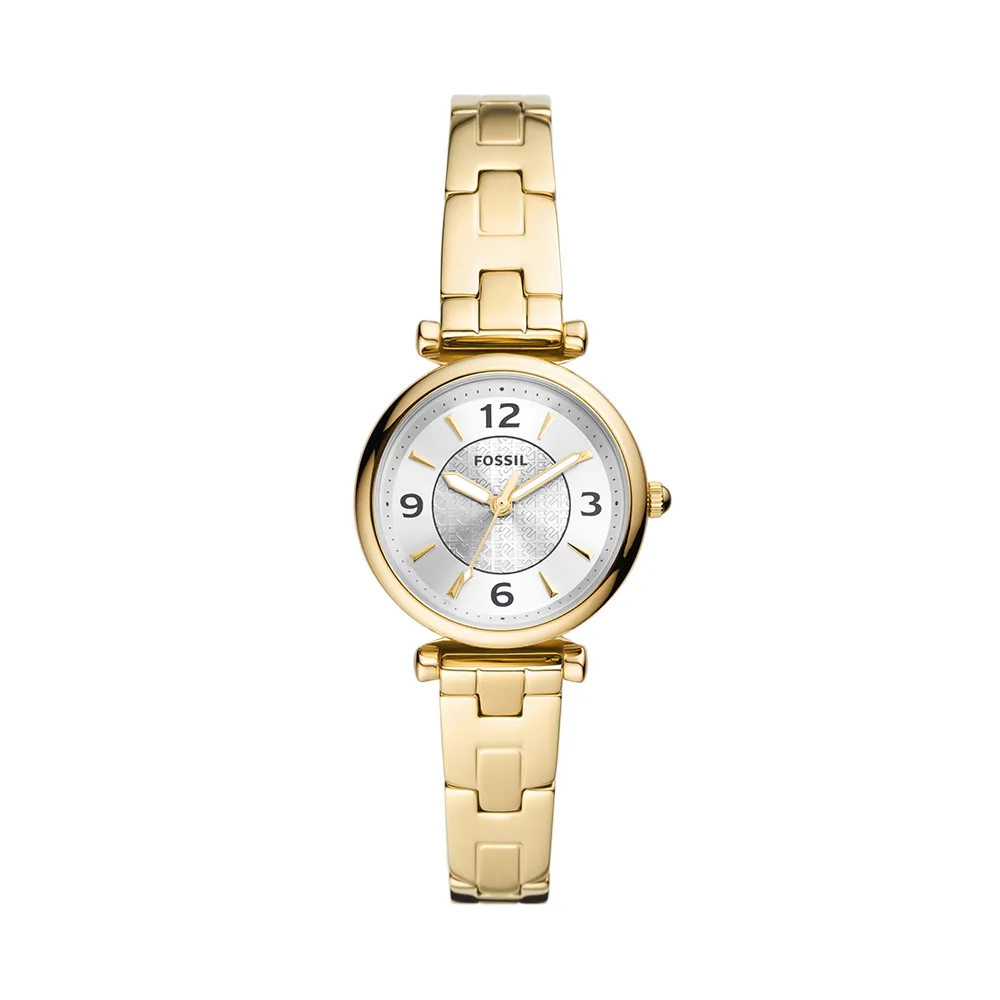【FOSSIL 官方旗艦館】Carlie 低調時尚都會女錶 金色不鏽鋼鍊帶 手錶 28MM ES5203