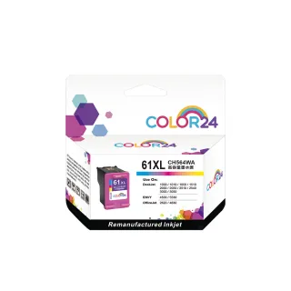 【Color24】for HP CH564WA NO.61XL 彩色高容環保墨水匣(適用Deskjet 1000 / 1010 / 1050 / 1510 / 2000)