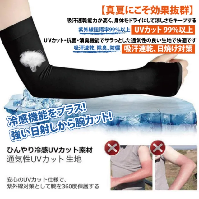 【Akiko Sakai】日本原裝袖套2入組-紫外線對策接觸冷感-5℃防曬涼爽成人兒童袖套(防曬涼爽)