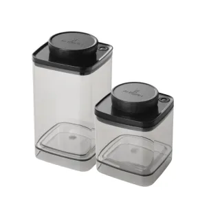 【ANKOMN】旋轉真空咖啡儲豆罐 半透明黑 二入組(0.6L+1.2L+ 濾紙盒)