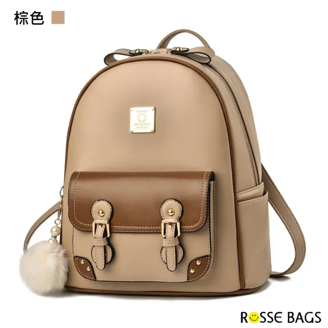 【Rosse Bags】日韓街頭潮流百搭雙肩背包(現+預  黑色／白色／棕色)