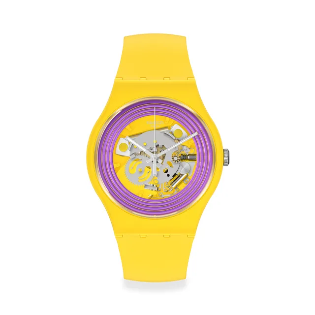 【SWATCH】New Gent 原創系列手錶PURPLE RINGS YELLOW 紫與黃 男錶 女錶 瑞士錶 錶(41mm)