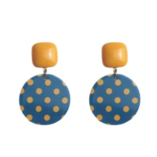 【Akiko Sakai】個性波卡圓點撞色造型耳環 -單一色系(生日 送禮 禮物)