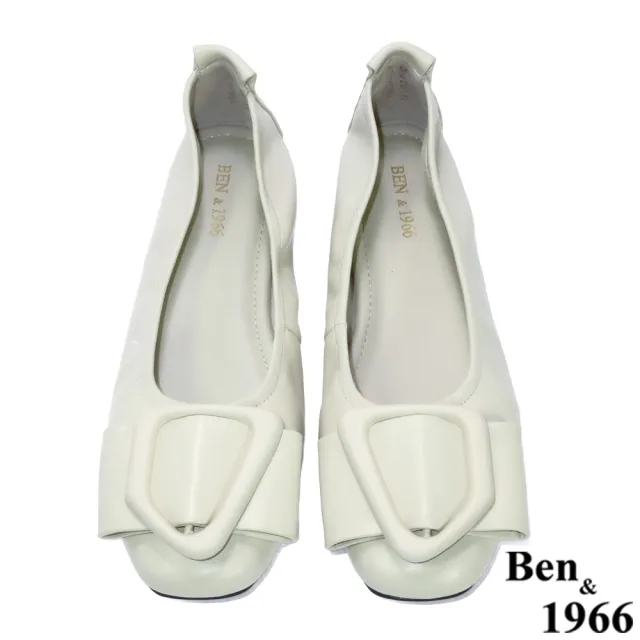 【Ben&1966】高級頭層羊皮流行舒適包鞋-米白