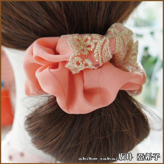 【Akiko Sakai】清新蕾絲花紋刺繡造型髮圈(生日 送禮 禮物)