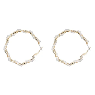 【Akiko Sakai】個性百搭珍珠大圓圈造型耳環(生日 送禮 禮物)