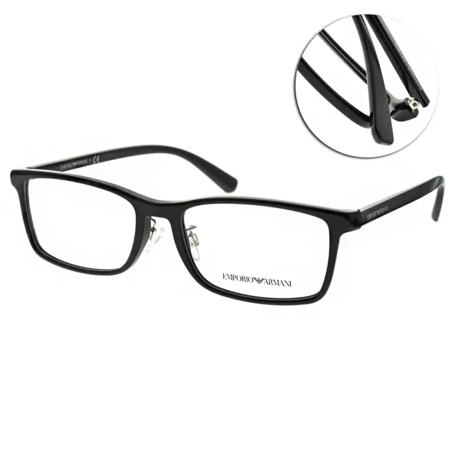 【EMPORIO ARMANI】光學眼鏡 經典方框款(黑 #EA3145D 5001)