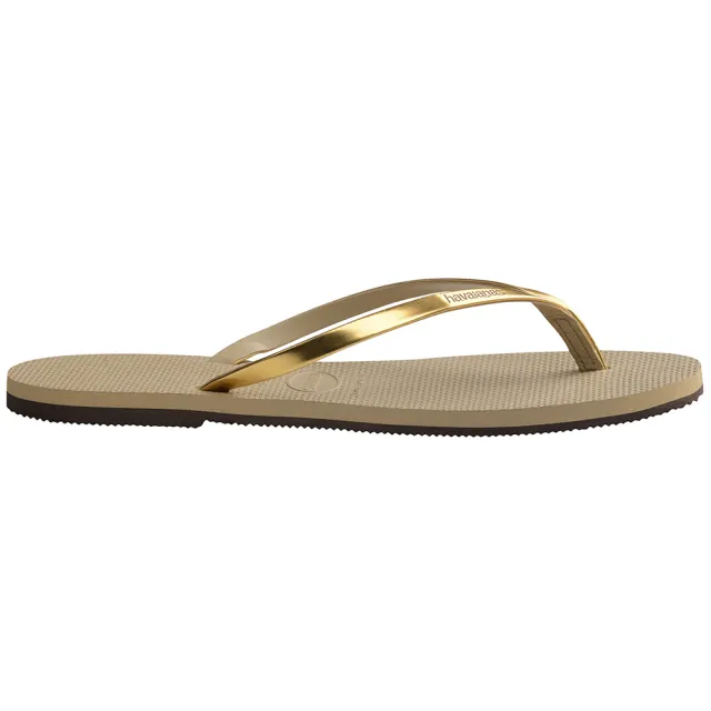 【havaianas 哈瓦仕】拖鞋 女鞋 夾腳拖 金屬鞋帶 巴西 You Metallic 沙灰色 4135102-9371W(哈瓦士)