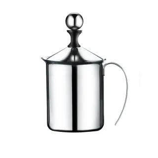 【FUJI-GRACE 日本富士雅麗】不鏽鋼雙層手動奶泡器400ml