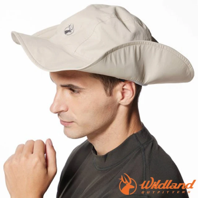 【Wildland 荒野】極限款_登山超輕抗UV防水透氣大盤帽子(W2016-83 白卡其)