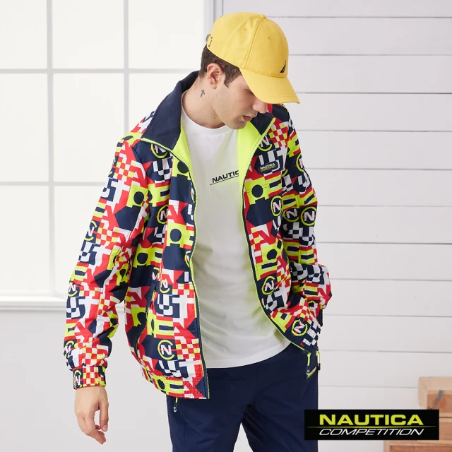 NAUTICA COMPETITION男裝繽紛圖騰防風外套(紅黃色)