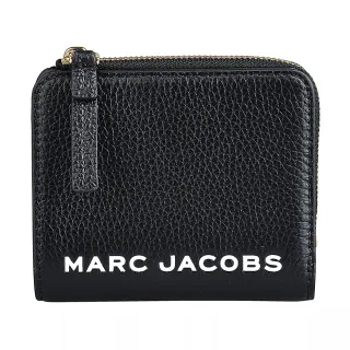 【MARC JACOBS 馬克賈伯】MARC JACOBS The Bold印字LOGO牛皮壓釦式拉鍊零錢短夾(新黑)