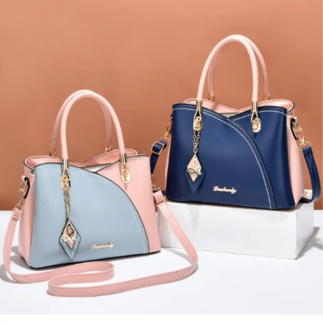 【Amay Style 艾美時尚】女包 手提包 斜背包 優雅蝴蝶墜飾撞色感肩背包(7色.現貨+預購)