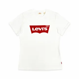 【LEVIS】女款 重磅短袖T恤/修身版型/經典Logo/210GSM厚棉 白 人氣新品 A2806-0001