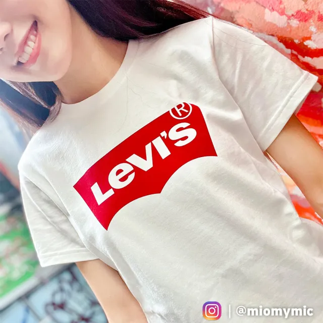 【LEVIS 官方旗艦】女款 重磅短袖T恤/修身版型/經典Logo/210GSM厚棉 白 人氣新品 A2806-0001