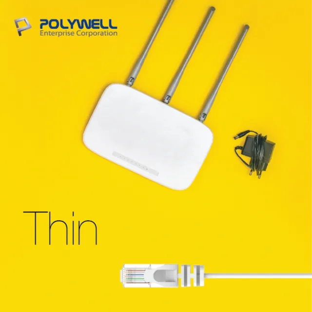 【POLYWELL】CAT6 極細高速網路線 1Gbps 5M(適合ADSL/MOD/Giga網路交換器/無線路由器)