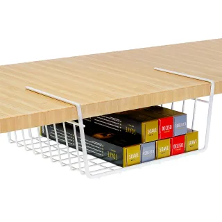 【CAXXA】大號下掛籃配8勾 廚下掛籃配8勾(衣櫥收納/廚房置物掛架/收納置物籃/桌下掛籃/下掛籃) 