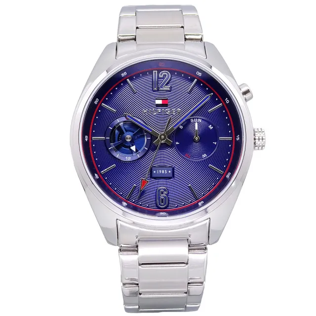 【Tommy Hilfiger】Tommy 美國時尚雙環流行風格優質腕錶-藍-1791551